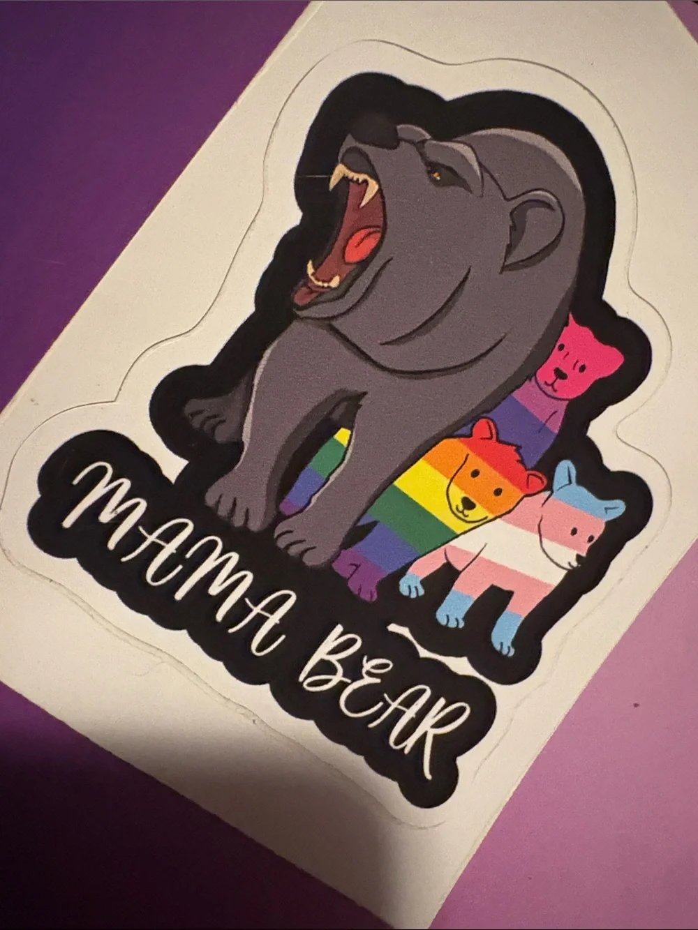 Mama Bear Wall Sticker - Multicolor Pride Bear Decal